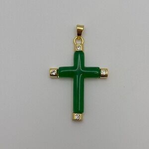 Jadeite Jade Pendant 18k Gold Plated